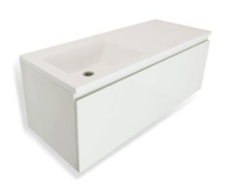 Подвесная тумба под раковину Эстет Dallas Luxe ФР-00002272 Л/П 130см длинный ящик белый